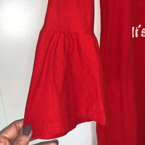 Derek Heart Santa It's A Long Story 3/4 Bell Sleeves Tee‎ Shirt Size Med 10/12 - Picture 4 of 9